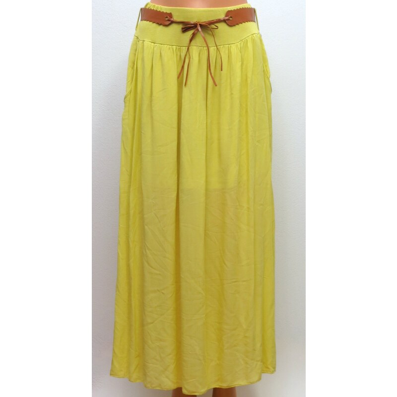 Dlhá letná sukňa s vreckami- žltá 25217034