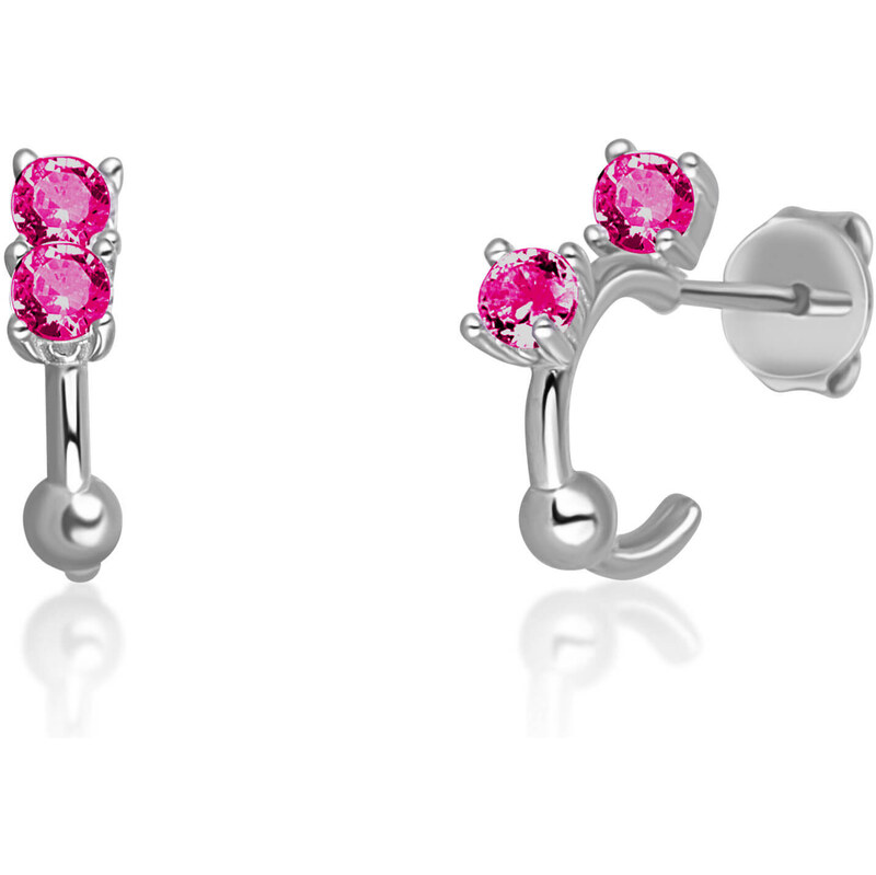 JVD Strieborné náušnice kruhy s fuksiovými zirkónmi SVLE0701XH2R100 66588234