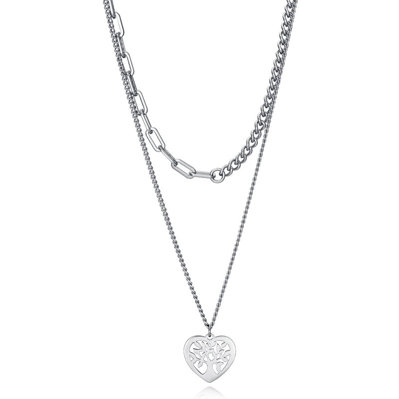 Viceroy Dvojitý oceľový náhrdelník so stromom života Kiss 15106C01000 66590260