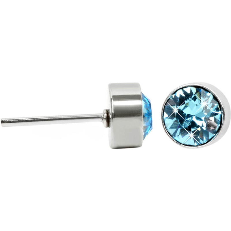 Levien Jemné oceľové náušnice kôstky Chaton Aquamarine 66586209