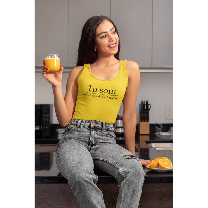 MMO Dámske tielko Tu som Vyberte farbu: Žltá, Vyberte veľkosť: XS