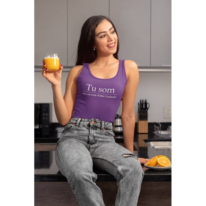 MMO Dámske tielko Tu som Vyberte farbu: Žltá, Vyberte veľkosť: XS