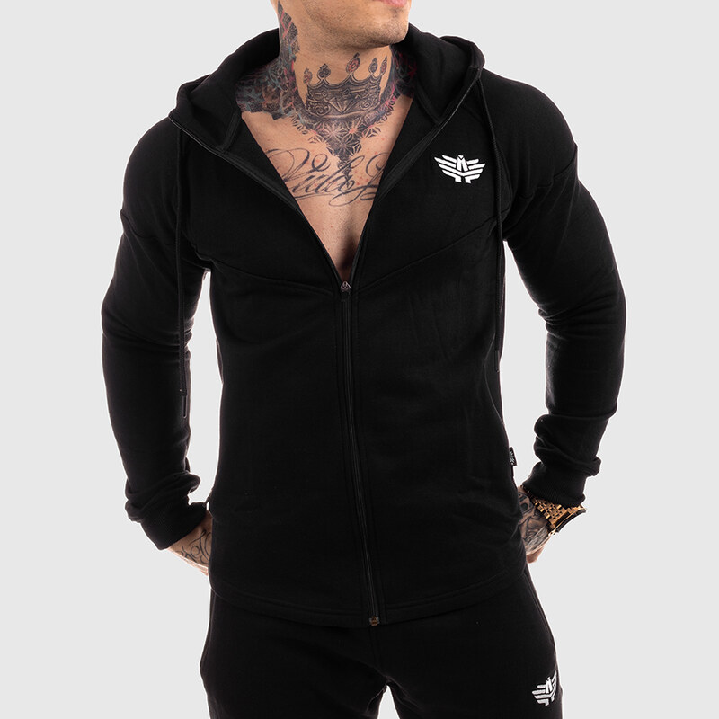 Fitness mikina so zipsom Iron Aesthetics ROUND, čierna 24553817