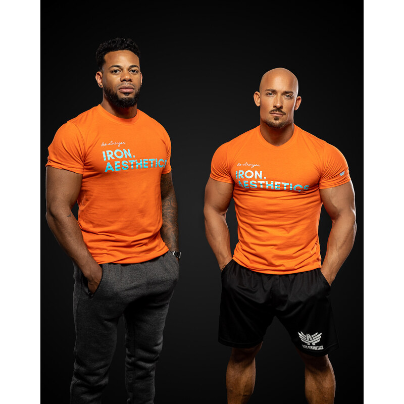 Pánske fitness tričko Iron Aesthetics Be Stronger, oranžové