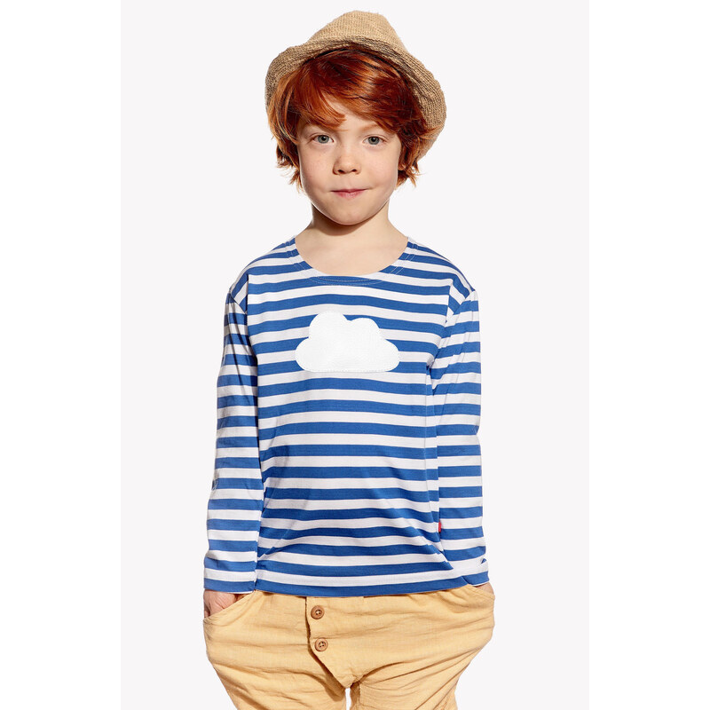 Piskacie Chlapčenské tričko s oblakom, farba pásik modrý, veľkosť 86