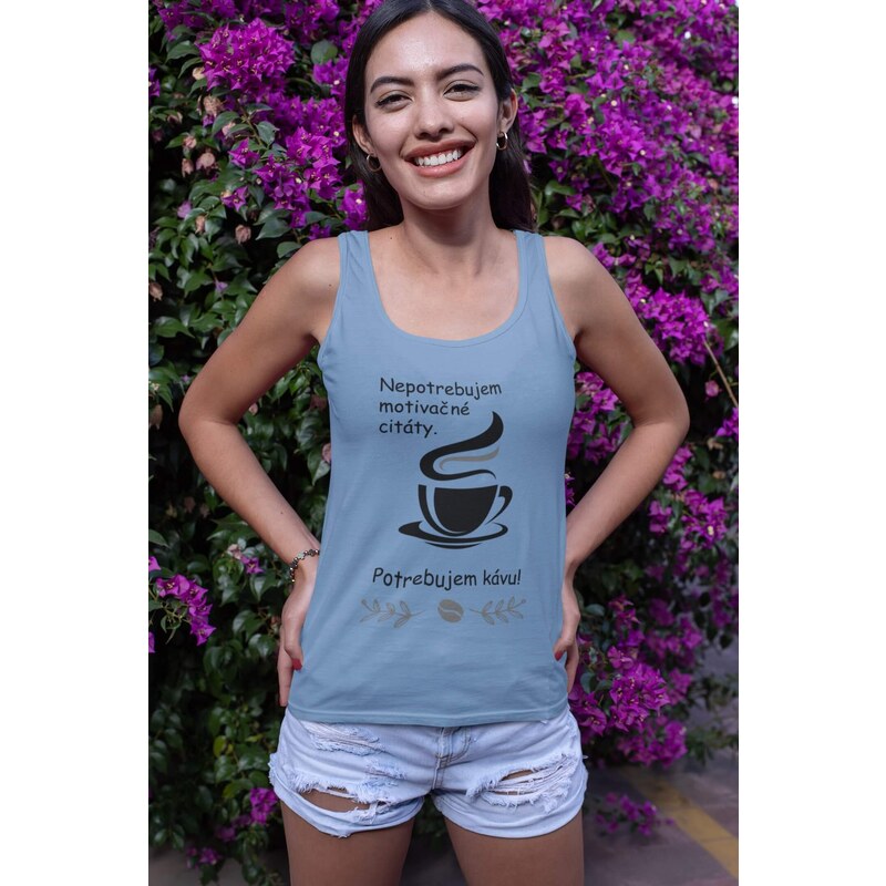 MMO Dámske tielko Potrebujem kávu Vyberte farbu: Žltá, Vyberte veľkosť: XS