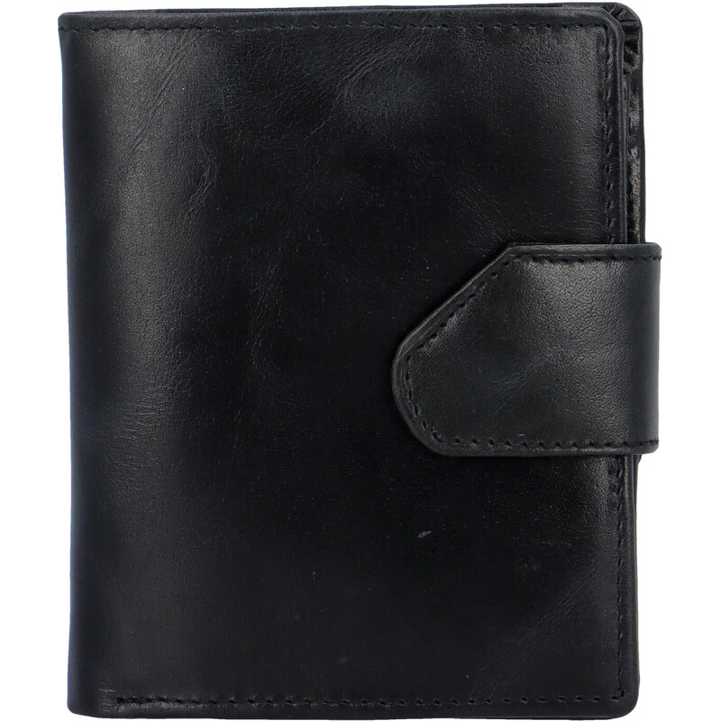 Pánska lesklá kožená peňaženka čierna - Tomas 75VO čierna 25388242