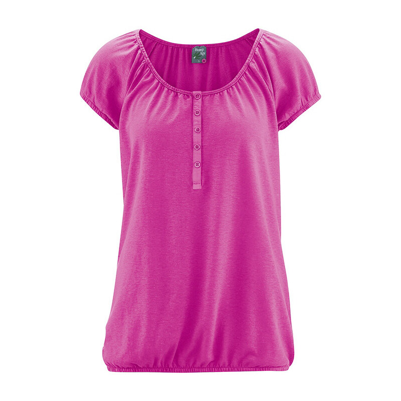 Glara Konopné dámske triko s gombíkmi 31423044