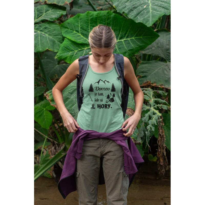 MMO Dámske tielko Domov je tam, kde sú hory Vyberte farbu: Žltá, Vyberte veľkosť: XS