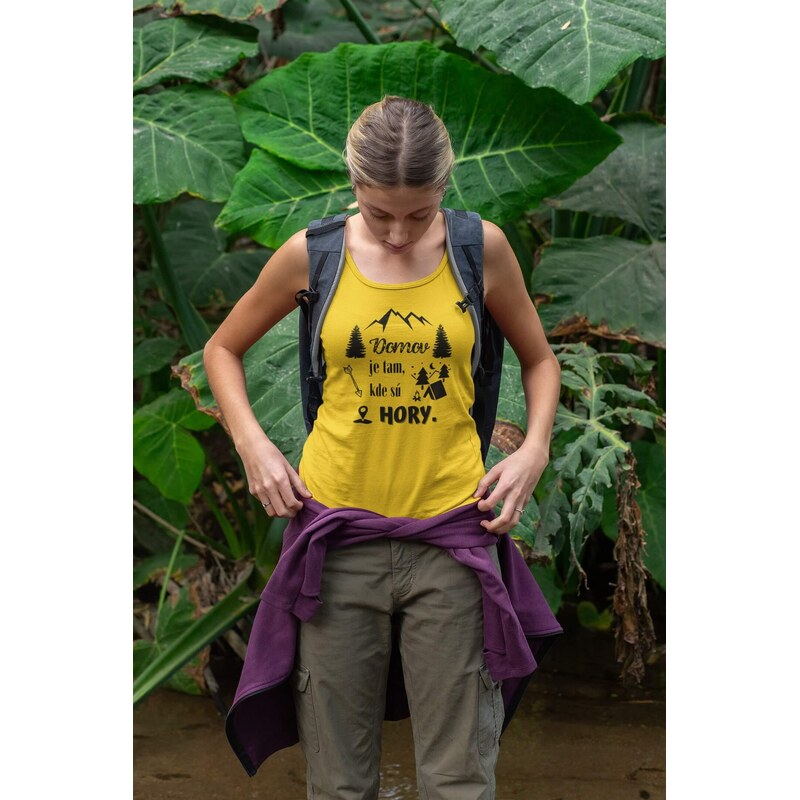 MMO Dámske tielko Domov je tam, kde sú hory Vyberte farbu: Žltá, Vyberte veľkosť: XS