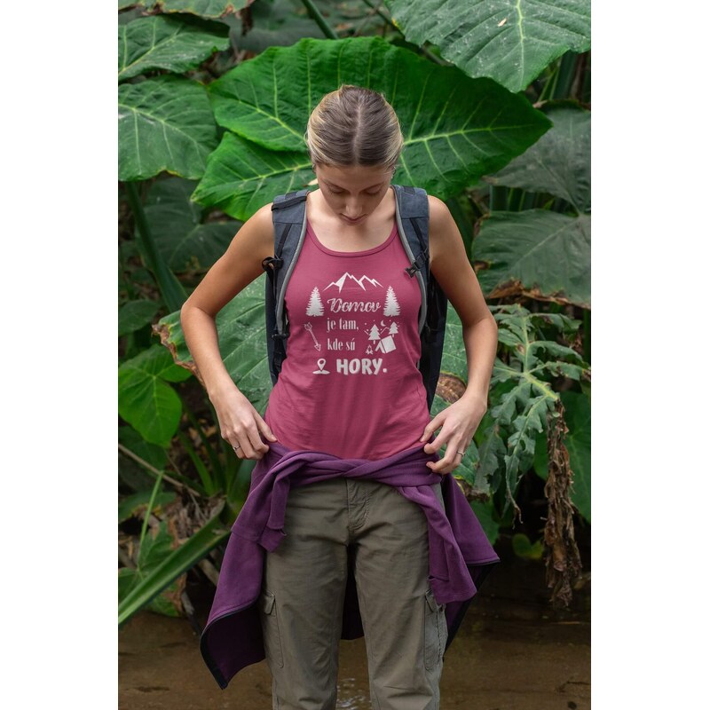 MMO Dámske tielko Domov je tam, kde sú hory Vyberte farbu: Žltá, Vyberte veľkosť: XS