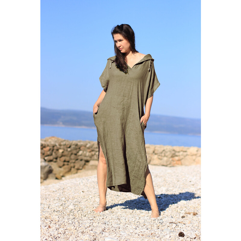 Glara Dámske dlhé oversized lanové šaty 42158853