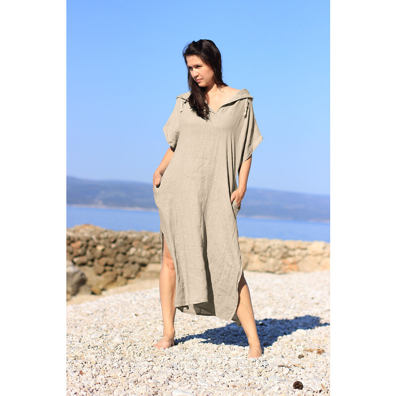 Glara Dámske dlhé oversized lanové šaty 42158844