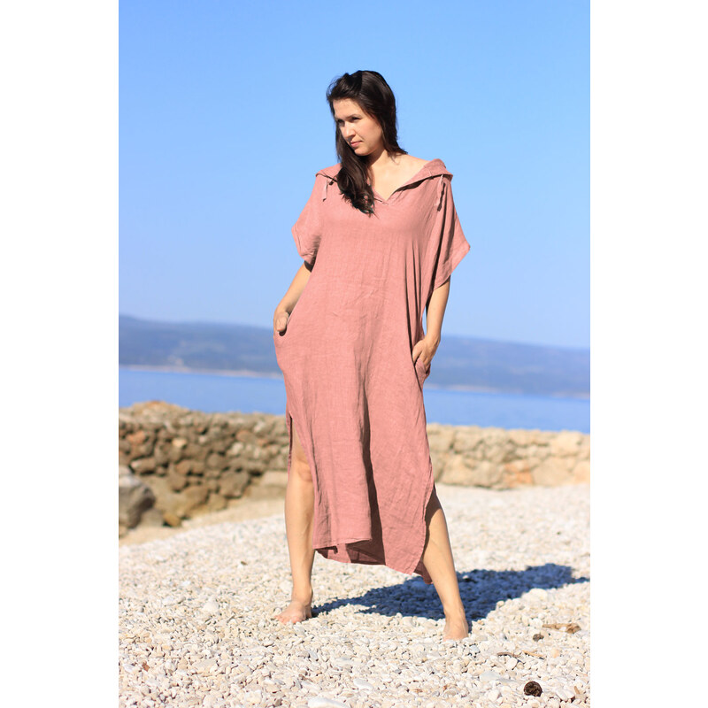 TopMode Dámske dlhé oversized lanové šaty 42158806