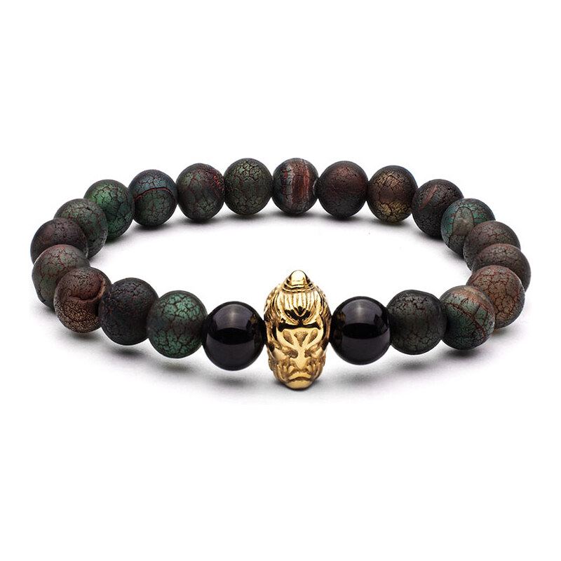 BudNej Minerálny náramok BUDDHA z obsidiánu a tibetského achátu MN1041 35941932