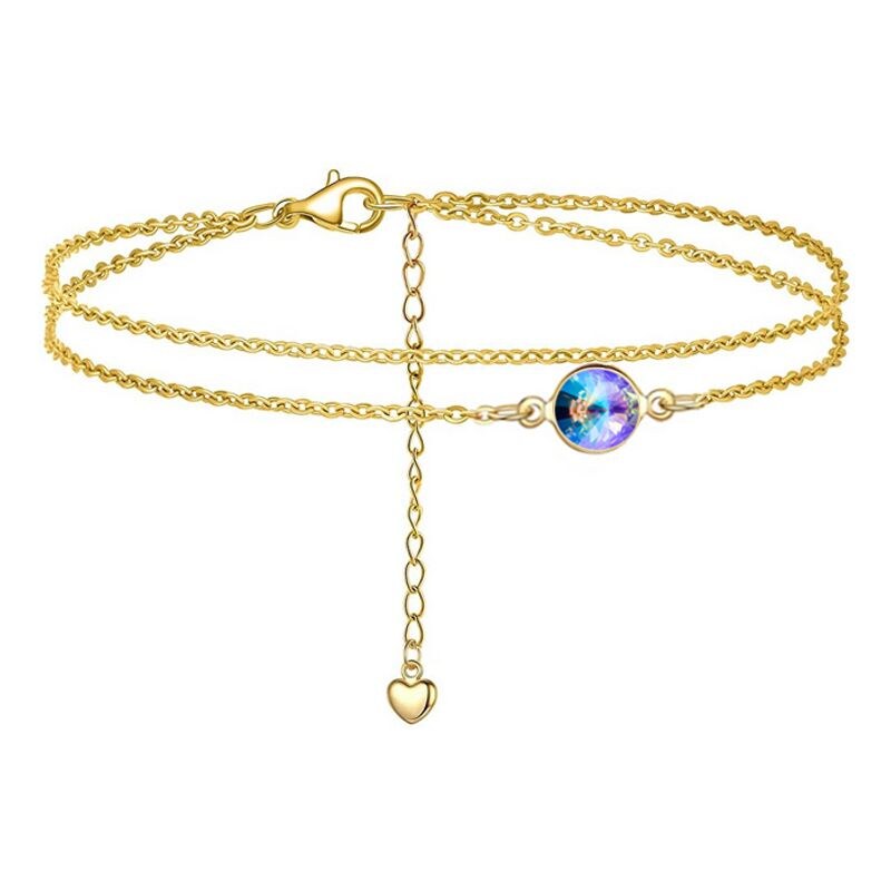 SWAROVSKI Elements Swarovski e. zlatá dvojradová retiazka na členok 25538023