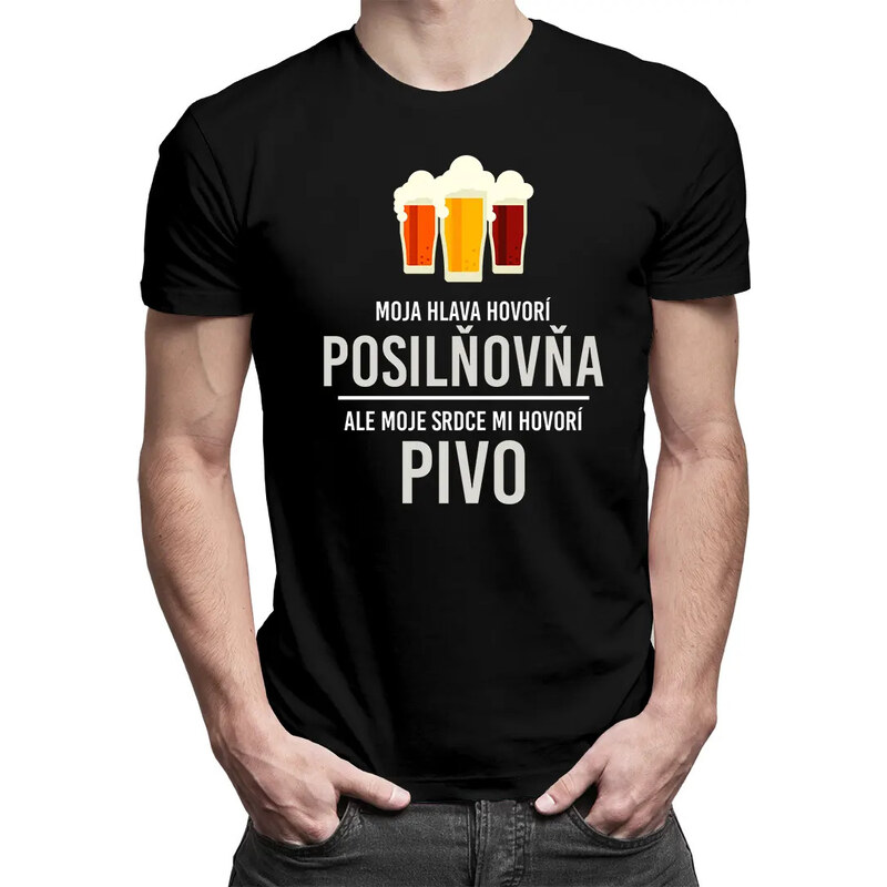 E-shop Garibald Moja hlava hovorí posilňovňa - pánske tričko s potlačou