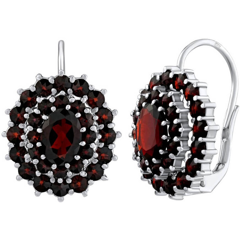 Silvego Luxusné strieborné náušnice s pravým českým granátom 66584069