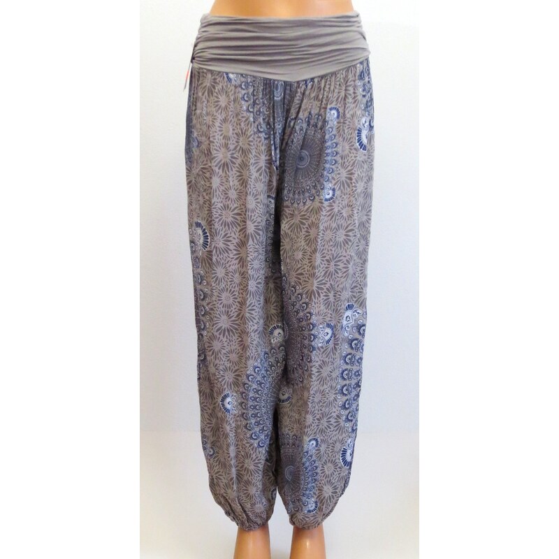 Dámske letné voľné nohavice s tureckým vzorom- hnedé 25624336