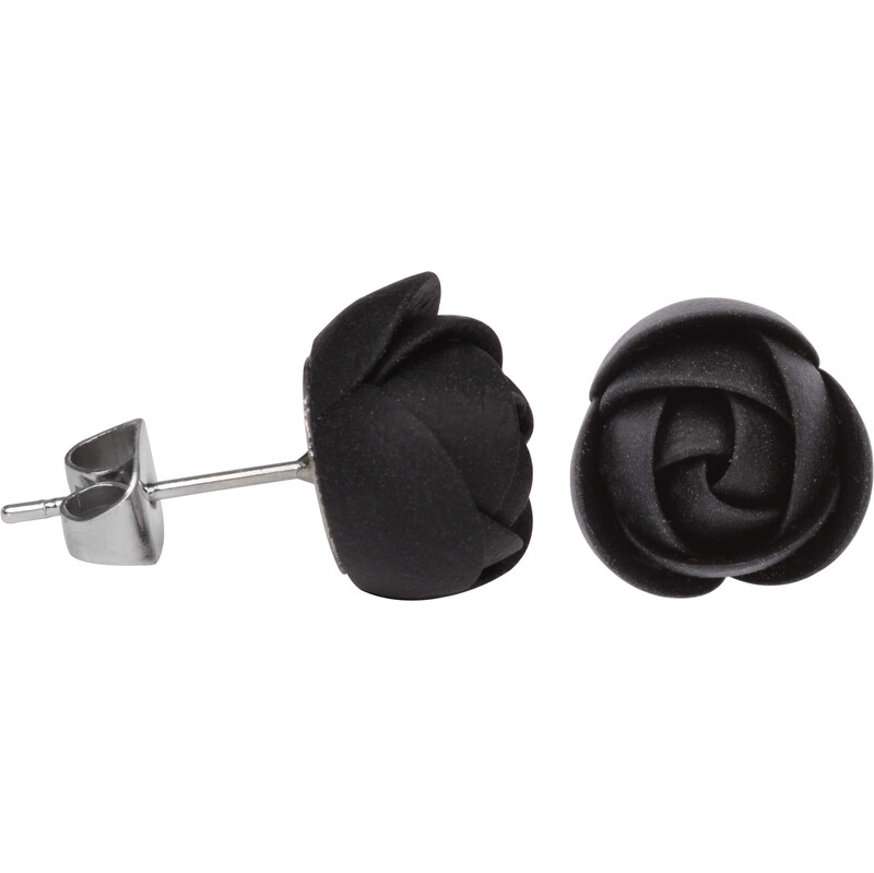 Troli Čierne náušnice puzetky menšie kvietky 66596120