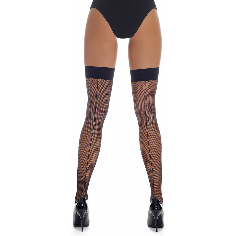 Glara Sieťované samodržiace pančuchy s ozdobným švom 20 DEN 36988742