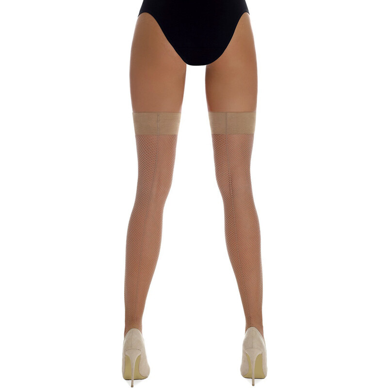 Glara Sieťované samodržiace pančuchy s ozdobným švom 20 DEN 36988743