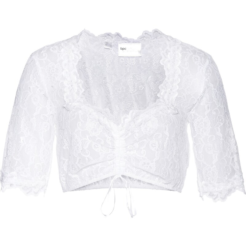 bonprix Čipkovaná krojová blúzka, farba biela 45201180