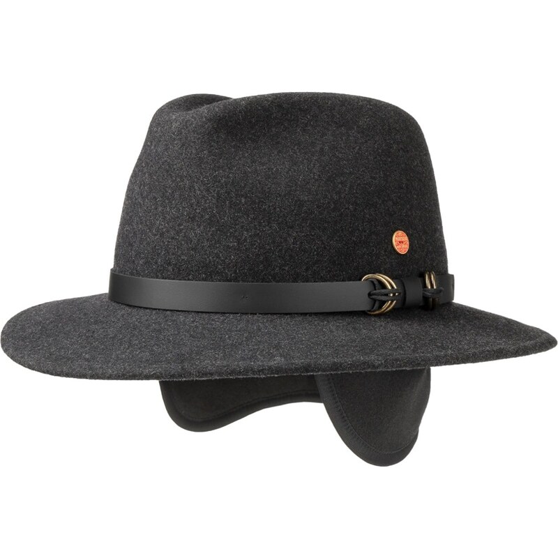 Cestovný nekrčivý vodeodolný šedý klobúk Mayser - Earflap Georgia Traveller (s ušnými klapkami)