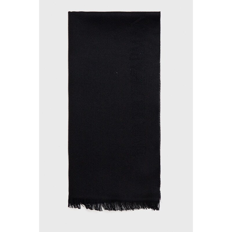 Šál Emporio Armani pánsky, čierna farba, jednofarebný
