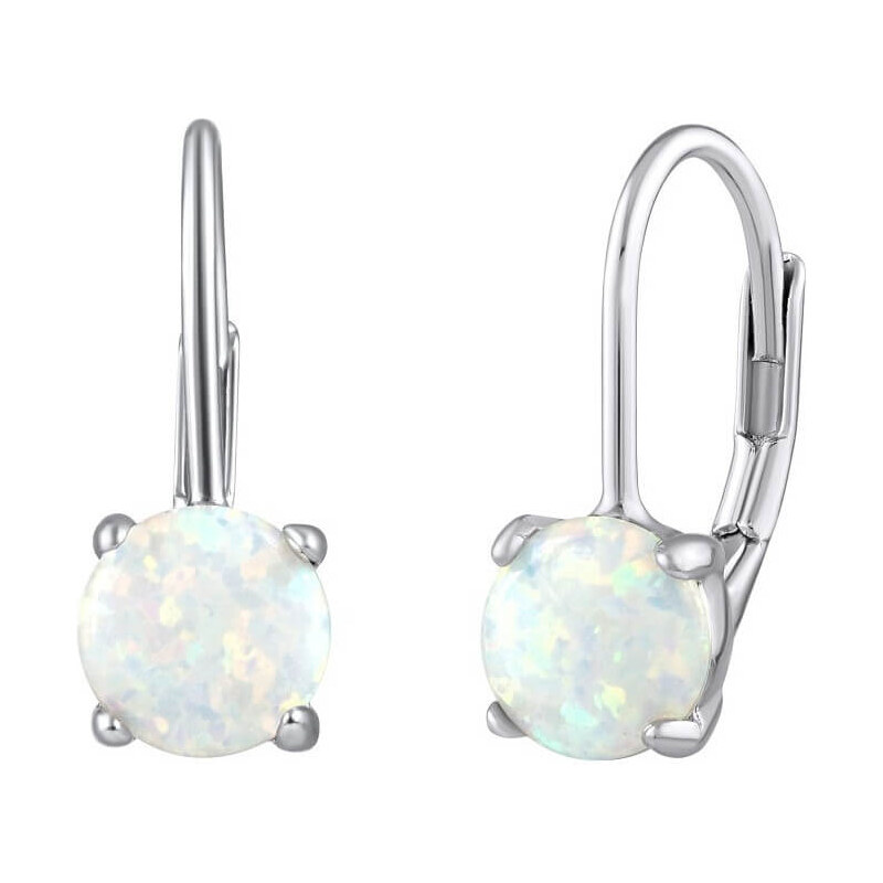 Silvego Strieborné náušnice s bielym syntetickým opál LPS1398W 66593481
