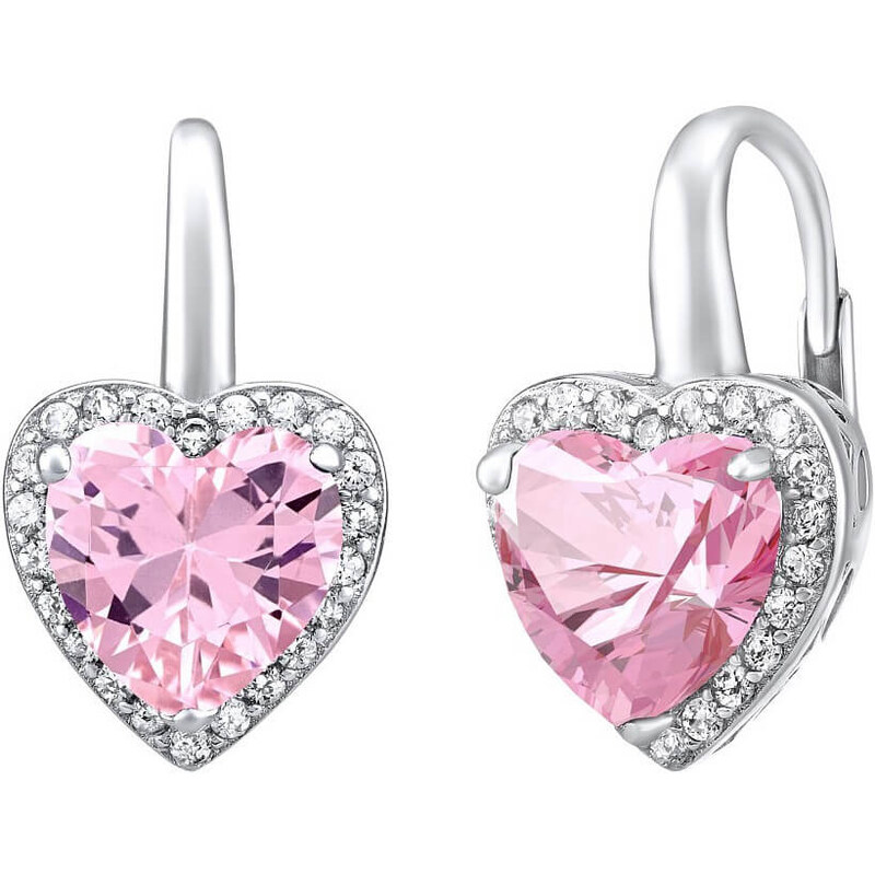 Silvego Strieborné náušnice ružové srdiečka LPS0629EP 66580994