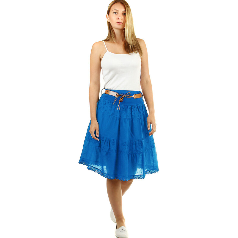 Glara Bavlnená dámska sukňa s čipkou 12785135