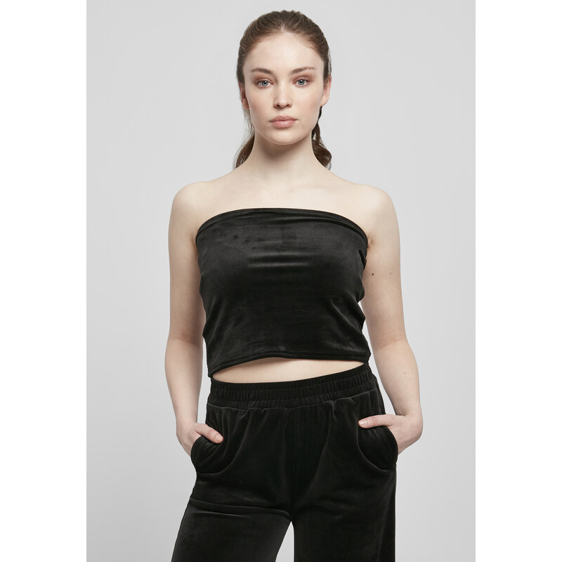 Urban Classics Womens short velvet top black 50644966