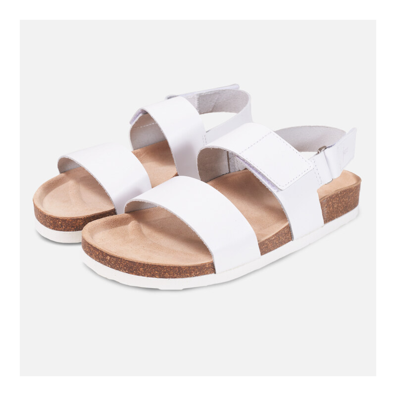 Vasky Sany White - Pánske kožené sandále biele, ručná výroba