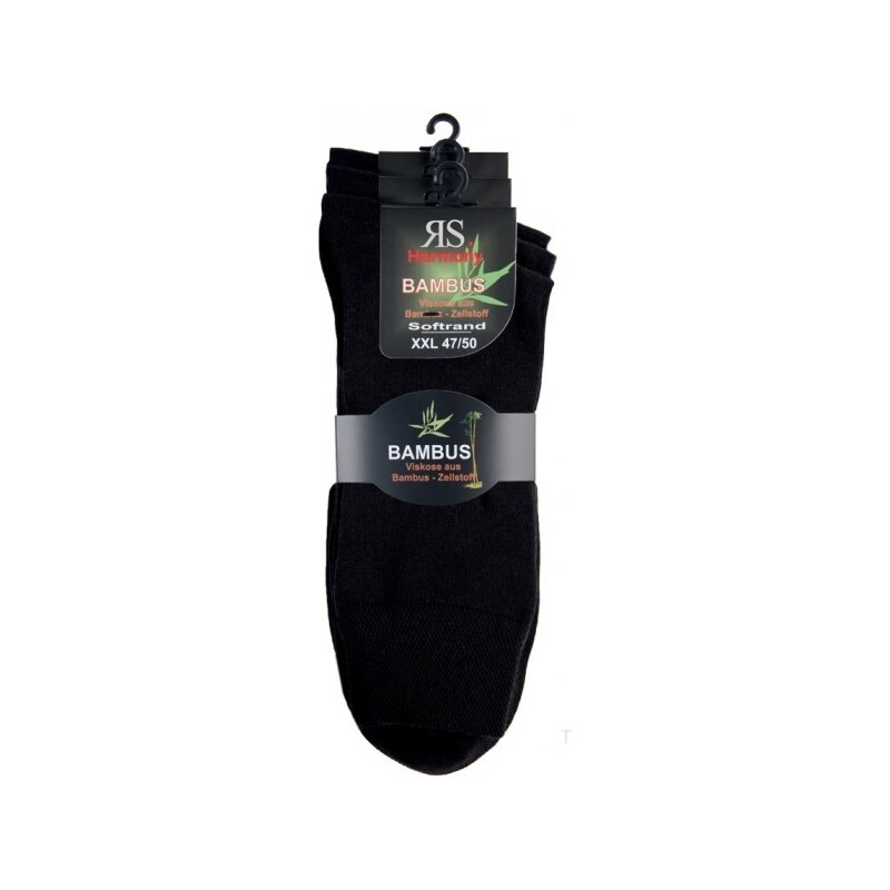 Pánske nadmerné bambusové ponožky bez gumičiek RS Čierna 47-50 3 páry 48690419