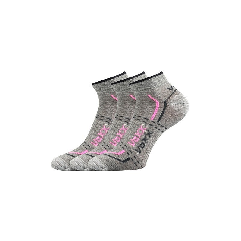 REX 11 športové členkové ponožky VoXX Sv. sivá / Ružová 39-42 3 páry 26458876