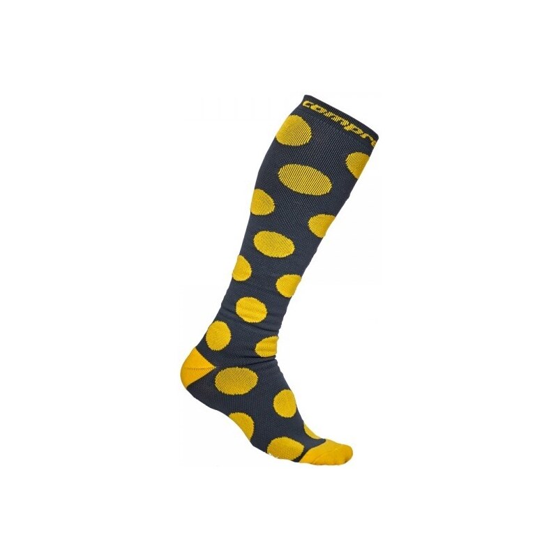 X-POOL DUO bodkované kompresné podkolienky COMPRESSOX Tm. sivá / Žltá 26459005