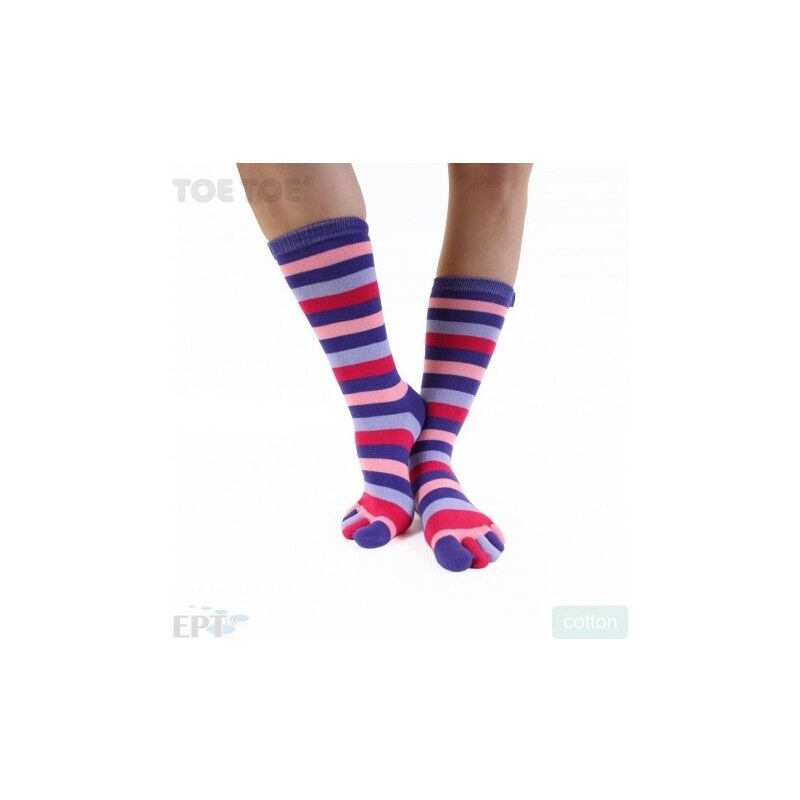 STRIPY prstové pruhované ponožky ToeToe Fialová UNI 1 pár 26252030