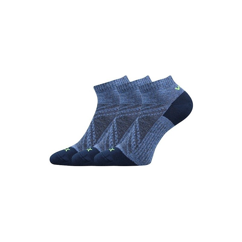REX 15 športové členkové ponožky VoXX Jeans / melé 39-42 3 páry 26252253