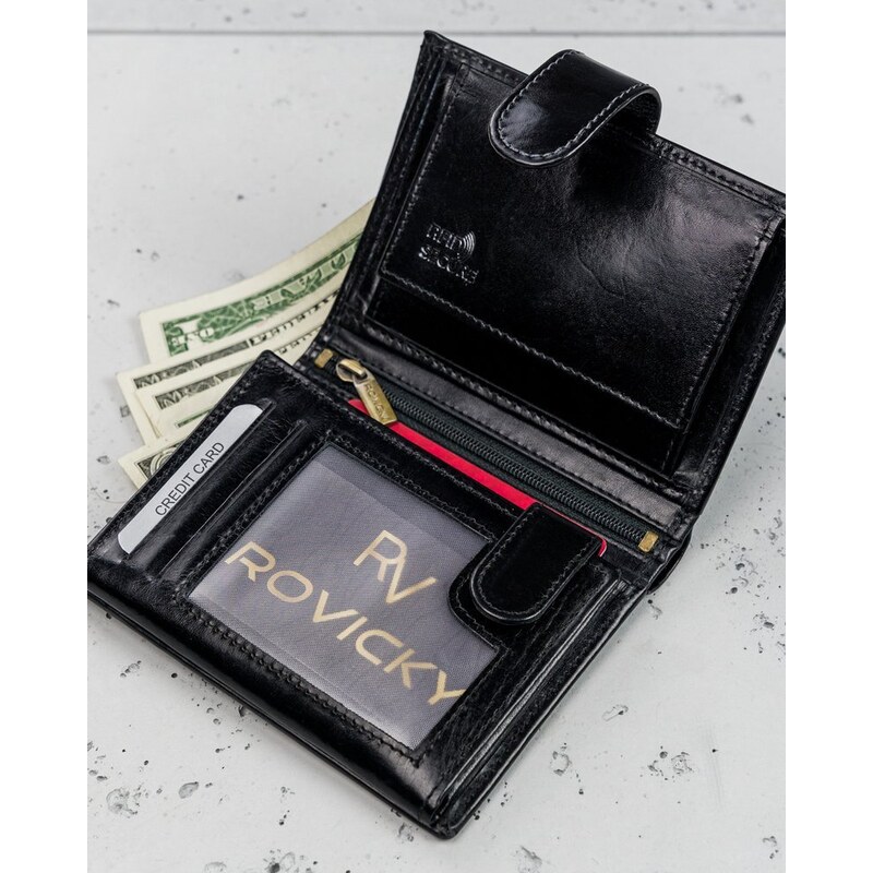 ROVICKY - čierna elegancia s francúzskym zapínaním - viac miesta pre mince