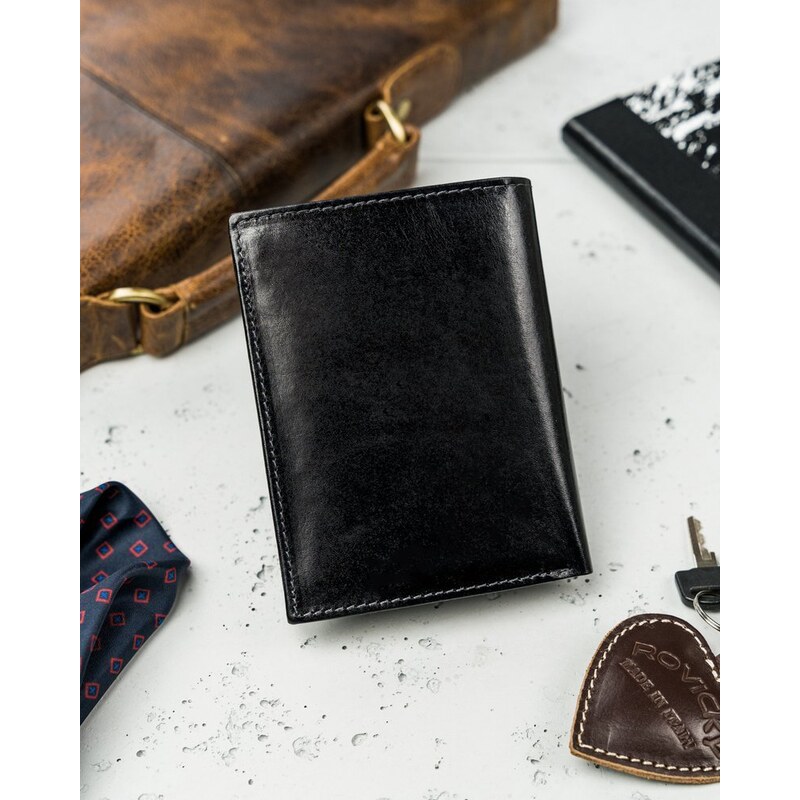 ROVICKY - štýlový spoločník - luxusná pánska kožená peňaženka s francúzskym zapínaním na mince
