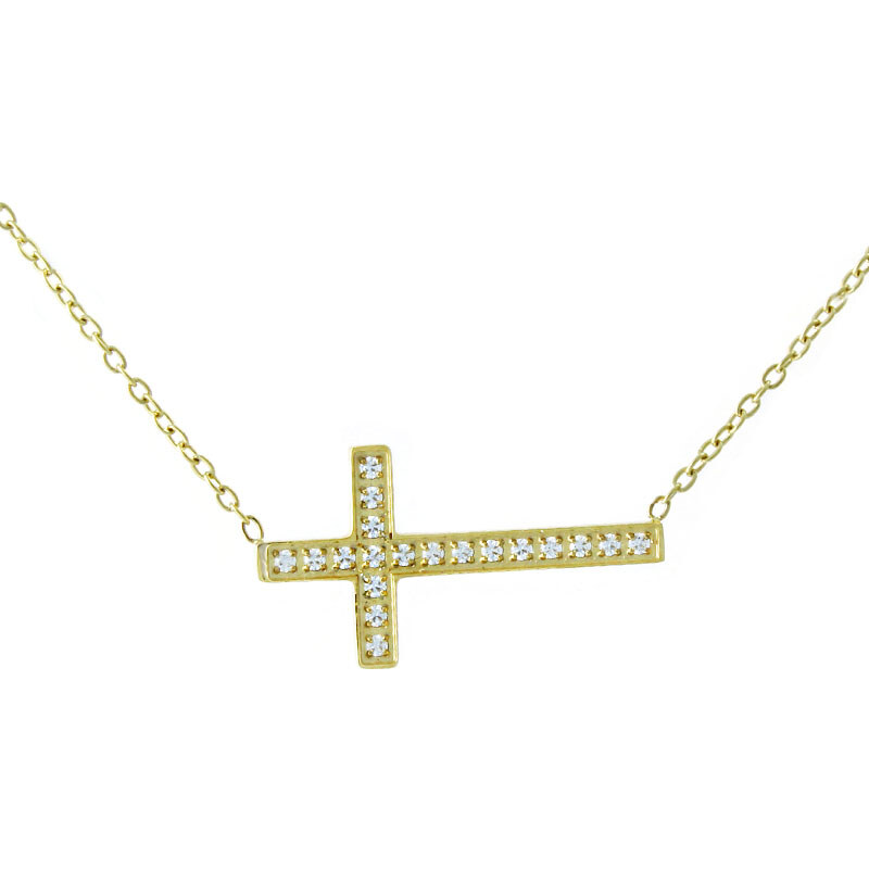 BM Jewellery Dámsky náhrdelník krížik zlatý so zirkónmi z chirurgickej 31318859