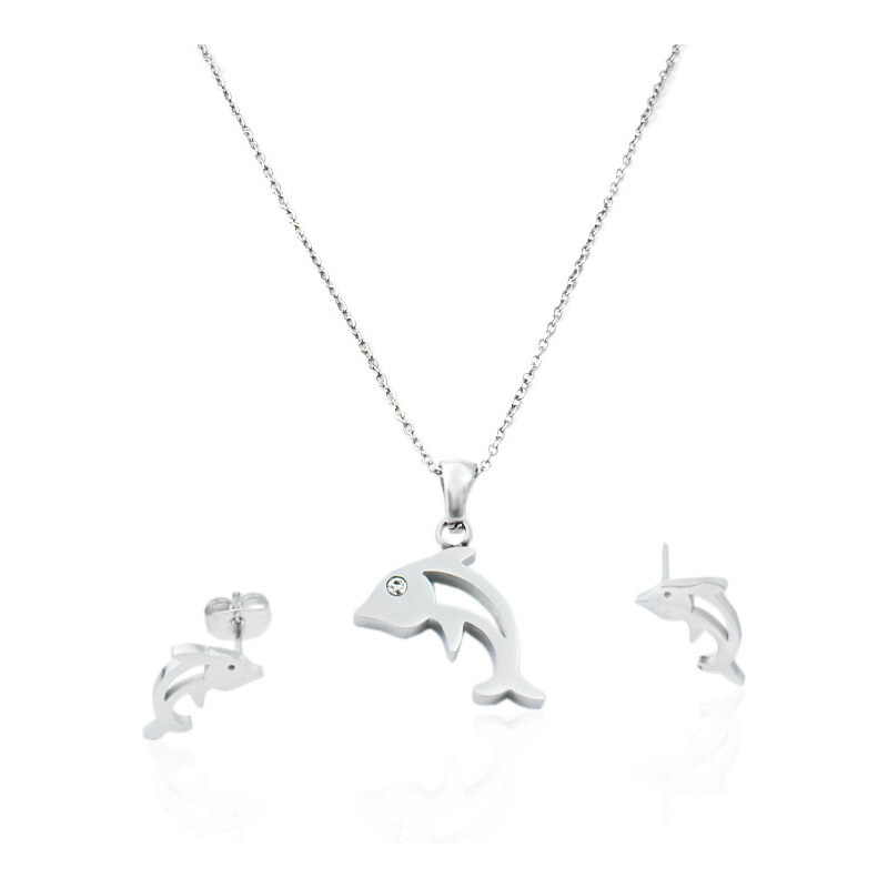BM Jewellery Dámsky set náušnice a retiazka s príveskom delfín z 31318867