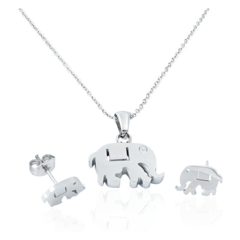 BM Jewellery Dámsky set náušnice a retiazka s príveskom slona z 31318863
