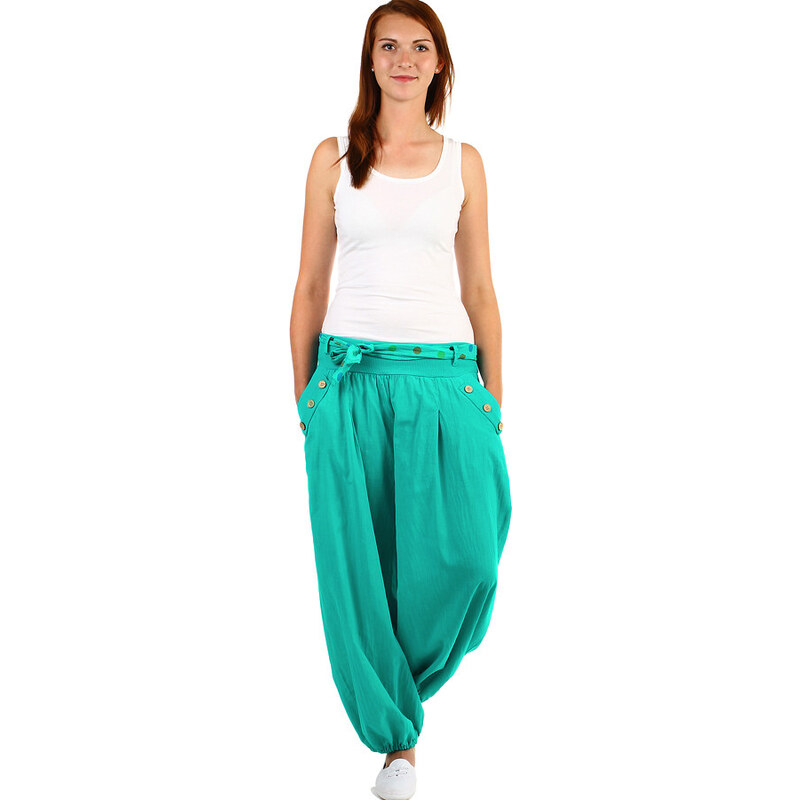 Glara Jednofarebné dámske háremové nohavice 8395436