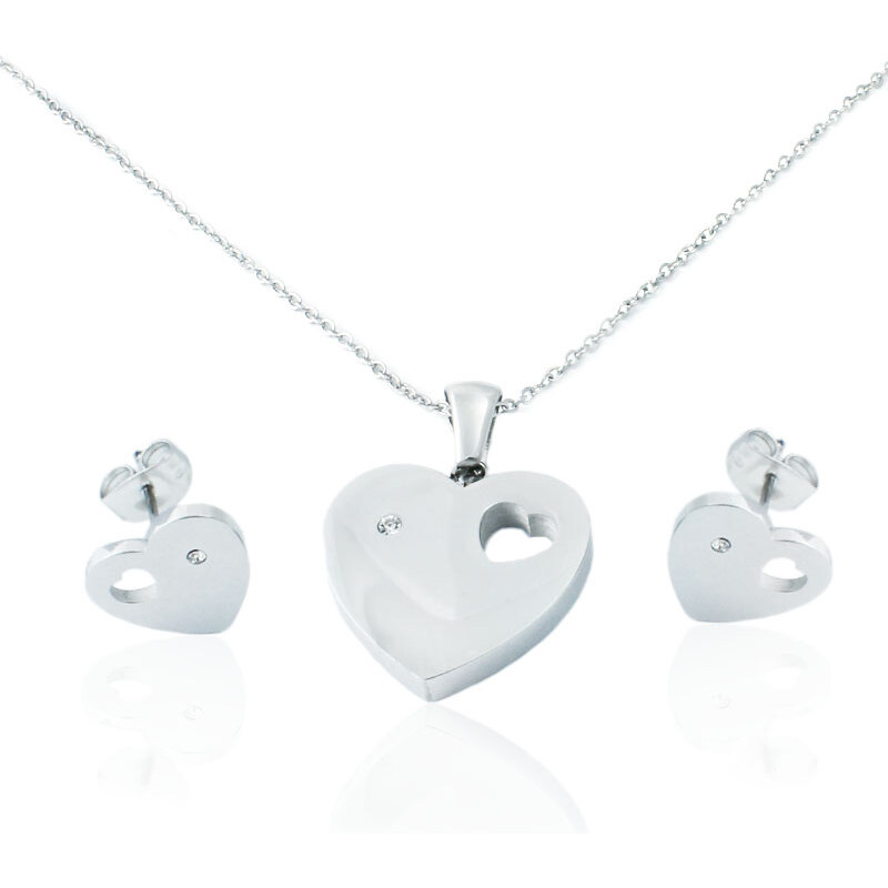 BM Jewellery Dámsky set náušnice a retiazka s príveskom srdca z 31318875