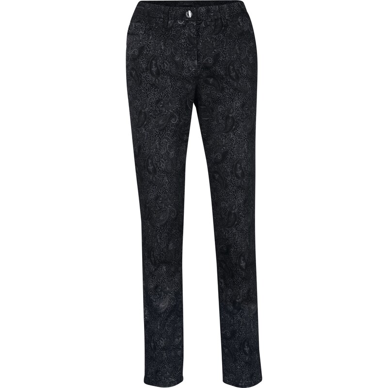 bonprix Twillové nohavice s elegantnou potlačou, farba čierna 47813648