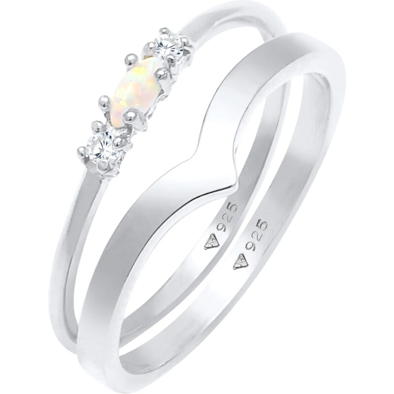 ELLI Prsteň strieborná / priehľadná / perlovo biela 54224244