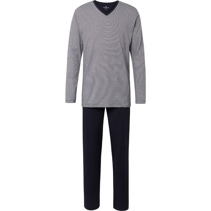 TOM TAILOR Dlhé pyžamo námornícka modrá / biela 34195214