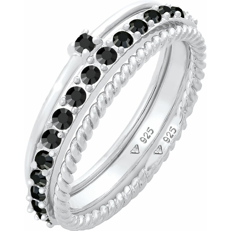 ELLI Prsteň čierna / strieborná 54225329